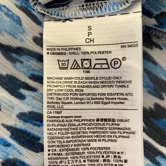 Banana Republic Wrap Top Women’s Small White Blue Long Sleeve Sheer Boho - Picture 6 of 6